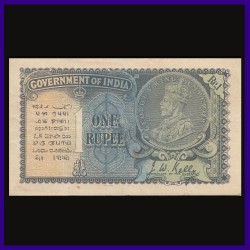 1935 J.W.Kelly One Re Note, George V King, British India