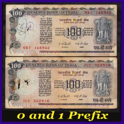 G-20, Set of 2 Prefix In Series 100 Rs Note, I.G.Patel Cobalt Blue