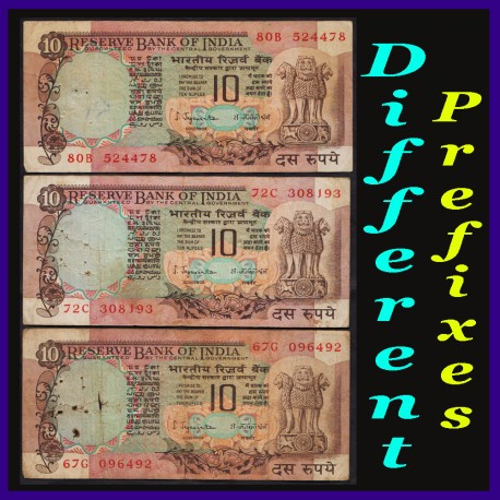 D-31, Set of 3, Peacock 10 Rs Notes, S.Jagannathan
